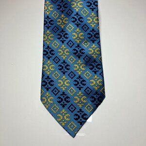 Habands Vintage Blue Yellow Pattern Necktie